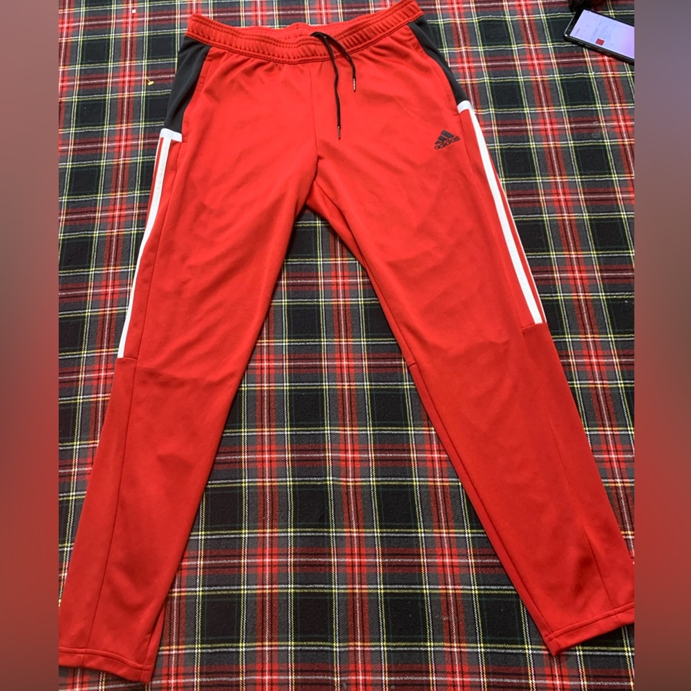 Adidas Aeroready Red & Black Basketball Workout Warm up Pants mens size Large